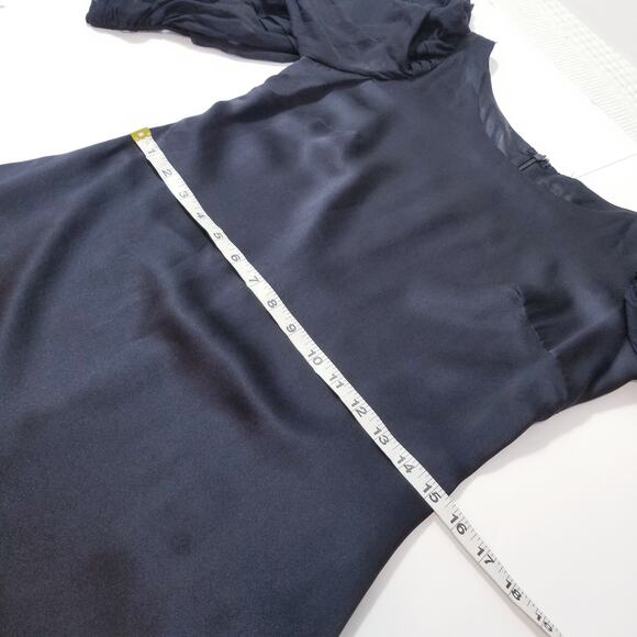 A.B.S by Allen Schwartz SILK Sateen Puff Sleeves Shift Dress - Picture 7 of 11